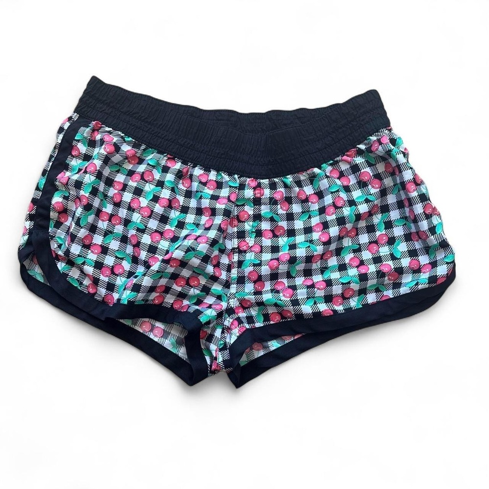 Y2K black & pink cherry print shorts size large